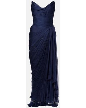 Maria Lucia Hohan Heidi Ruched Silk Corset Gown - Blue