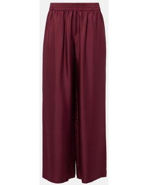 Lisa Yang Silk Satin Wide-Leg Pants - Red