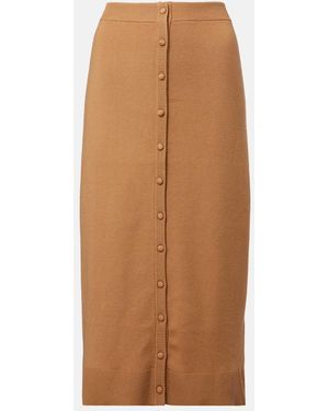 Victoria Beckham Wool-Blend Midi Skirt - Brown