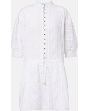 Melissa Odabash Rita Lace-Trimmed Cotton Minidress - White