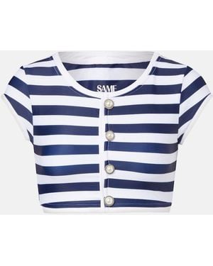 SAME Grace Striped Bikini Top - Blue