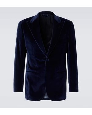 Thom Sweeney Cotton Velvet Tuxedo Jacket - Blue