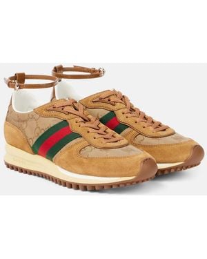 Gucci Re-Motion Suede Low-Top Sneakers - Brown