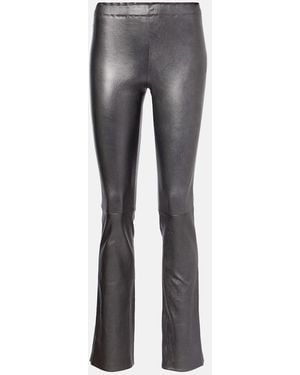 Stouls Jp Long Leather Flared Pants - Grey