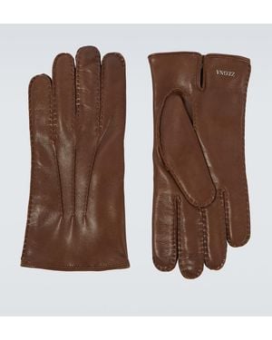 ZEGNA Leather Gloves - Brown