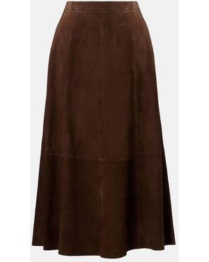 Vince Suede Midi Skirt - Brown