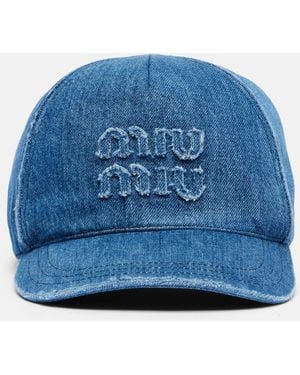 Miu Miu Logo Denim Baseball Cap - Blue