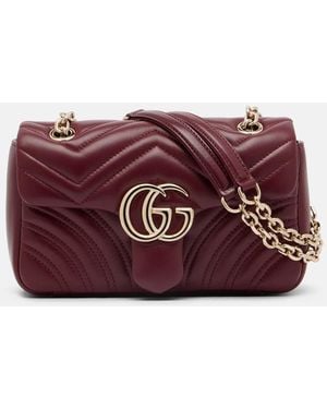 Gucci Gg Marmont Small Leather Shoulder Bag - Red