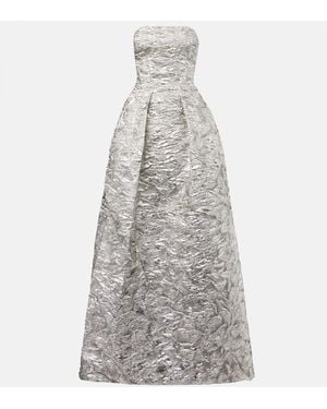 Monique Lhuillier Jacquard Bustier Gown - White