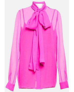 Costarellos Quinn Tie-Neck Silk Chiffon Blouse - Pink