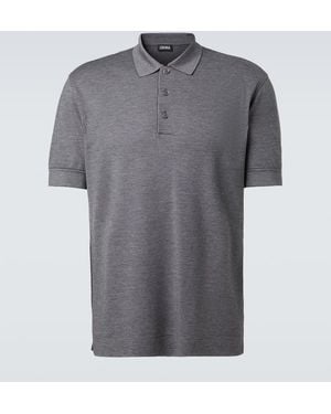ZEGNA Cotton And Silk Pique Polo Shirt - Grey
