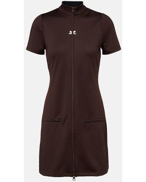 Courreges Interlock Jersey Zip-Up Minidress - Brown