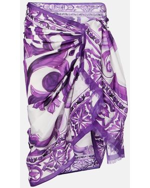 Dolce & Gabbana Majolica Cotton Beach Cover-Up - Purple