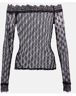 Isabel Marant Marlene Off-Shoulder Lace Top - Black
