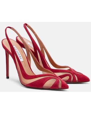 Aquazzura Lune Sling 105 Slingback Pumps - Red