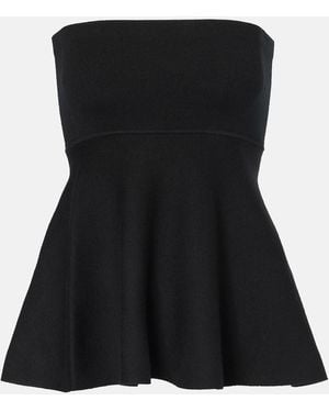 Frankie Shop Agathe Peplum Cotton-Blend Top - Black