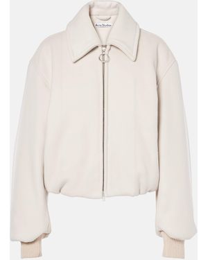 Acne Studios Wool-blend Bomber Jacket - Natural