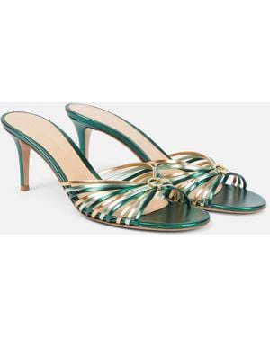 Gianvito Rossi Vyna 70 Metallic Leather Mules - Green