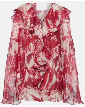 Costarellos Elowyn Printed Silk Blouse - Red