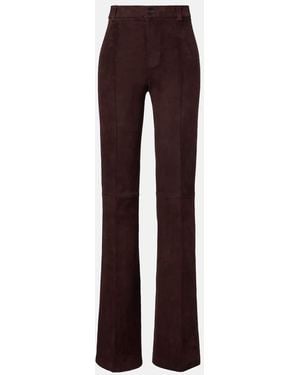 Stouls Lizzy High-Rise Suede Wide-Leg Pants - Purple