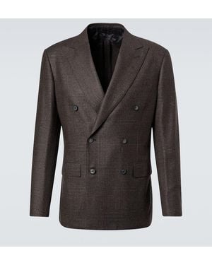 Brioni Prince Of Wales Check Wool Blazer - Black