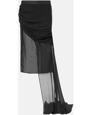DIDU Draped Chiffon Midi Skirt - Black