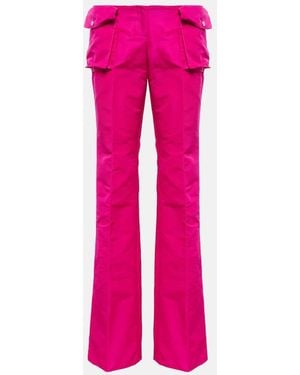 LAQUAN SMITH Low-Rise Satin Cargo Pants - Pink