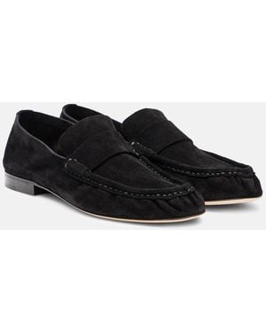 The Row Suede Slip-On Shoes - Black