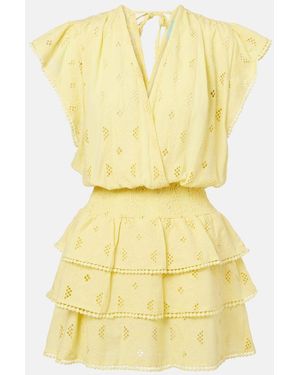 Melissa Odabash Jess Crochet-Trimmed Cotton Minidress - Yellow