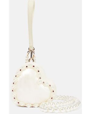 Simone Rocha Heart Faux Pearl-Embellished Clutch - White