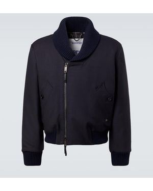 Burberry Wool-Blend Bomber Jacket - Blue