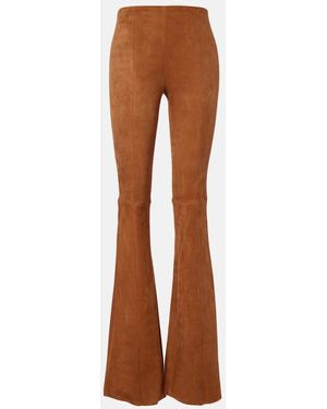Stouls Gege High-Rise Suede Flared Pants - Brown