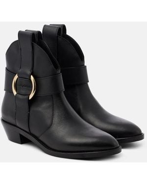 See By Chloé Leather Western Cowboy Boots Leather - Black