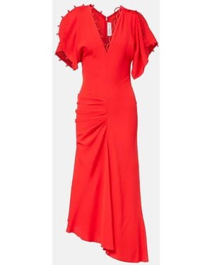 Victoria Beckham Asymmetric Draped Maxi Dress - Red