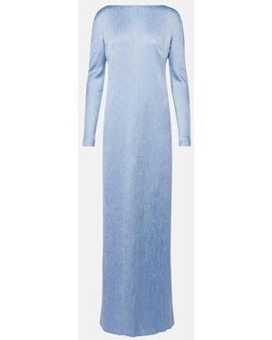 Emilia Wickstead Uriela Plissé Satin Gown - Blue