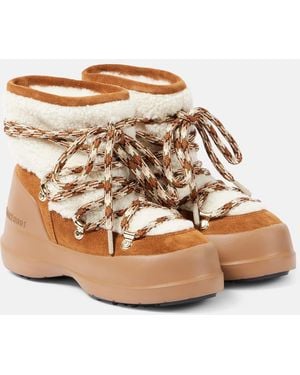 Moon Boot Luna Low Shearling And Suede Snow Boots - Brown