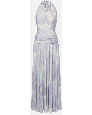 PUCCI Iride Gathered Wool-Blend Gown - White