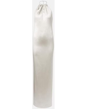 Ralph Lauren Corra Halterneck Satin Gown - White