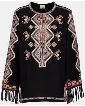 Isabel Marant Zelda Embroidered Silk Blouse - Black