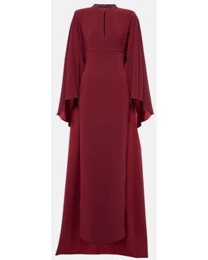 Roland Mouret Caped Crystal-Embellished Gown - Red