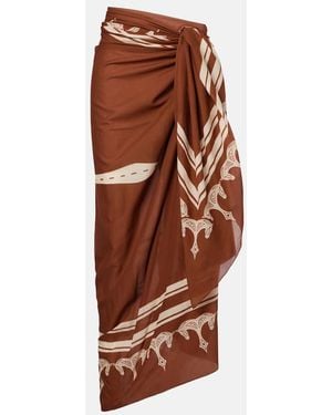 Johanna Ortiz Cotton Printed Beach Cover-Up - Brown