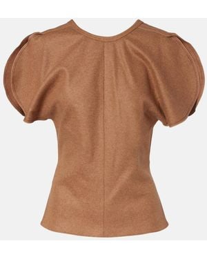 Victoria Beckham Draped Wool And Cashmere Top - Brown