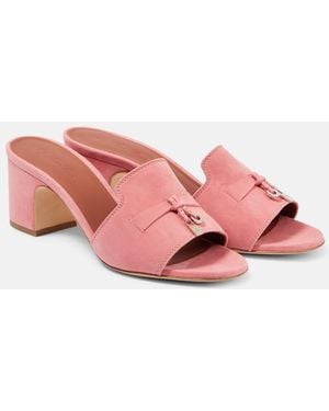 Loro Piana Summer Charms Suede Mules - Pink