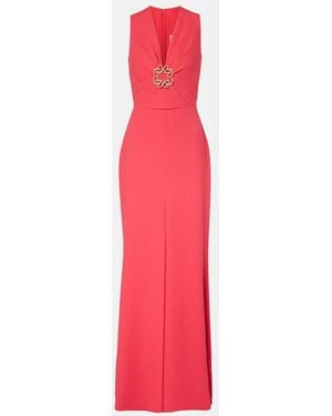 Elie Saab Gathered Embellished Cady Gown
