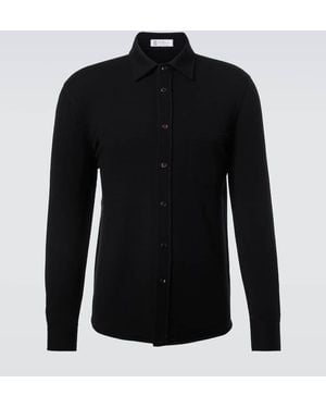 Brunello Cucinelli Wool, Cashmere, And Silk Polo Sweater - Black