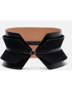 Alaïa Bustier Leather And Suede Belt - Black