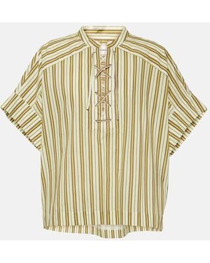 Yves Salomon Striped Cotton Top - Metallic