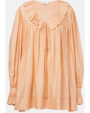Chloé Ruffled Jacquard Minidress - Orange