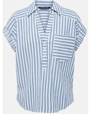 Veronica Beard Almera Striped Cotton Shirt - Blue