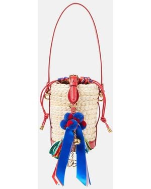 Dolce & Gabbana Taormina Carla Medium Raffia Bucket Bag - White